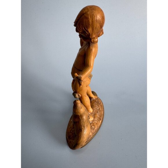 Vintage Fontanini Boy Throwing Stick Figurine With Brown Seal Depose Italy Spide - Picture 7 of 8